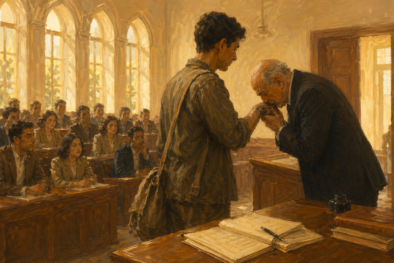 الأستاذ الجامعي الذي قبّل يدَ تلميذه المُلَوّثة بالفحم